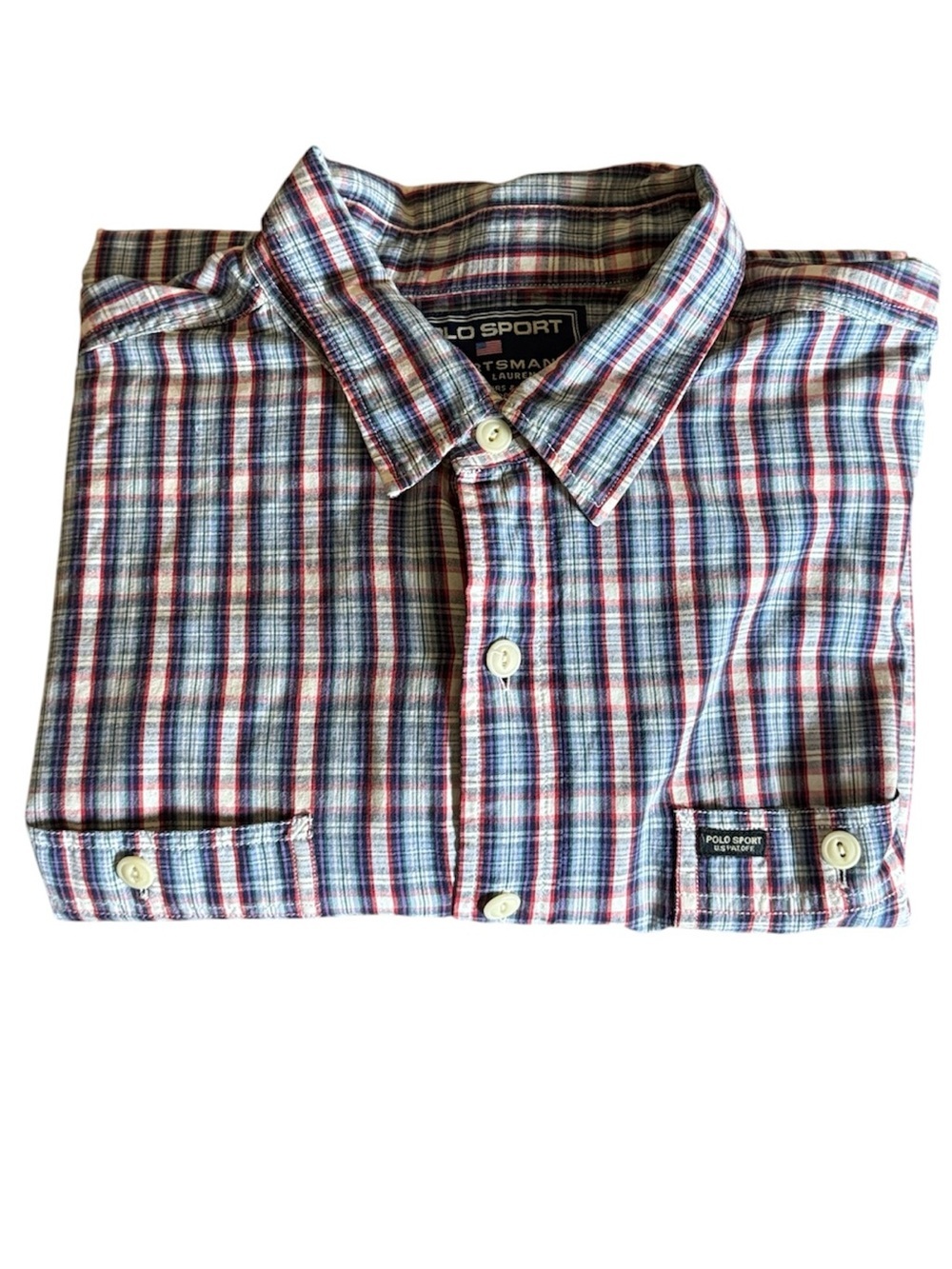 Vintage Polo Sport Blue & Red Plaid Button-Up Shirt Size XXL New with tag